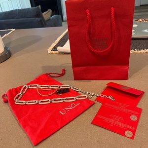 Uno de 50 Silver Link Necklace with Adjustable Closure.